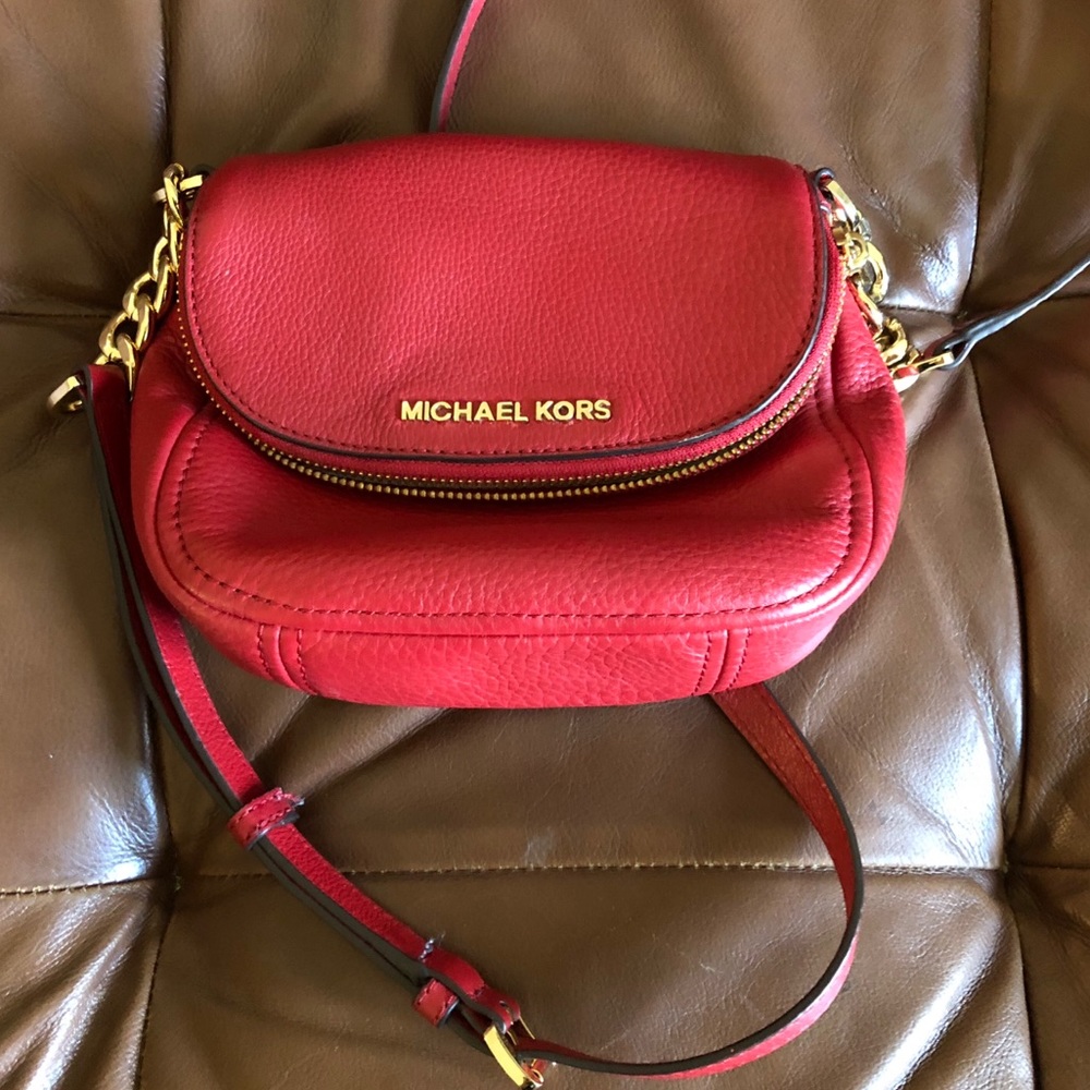 Red Michael Kors Leather Shoulder Bag